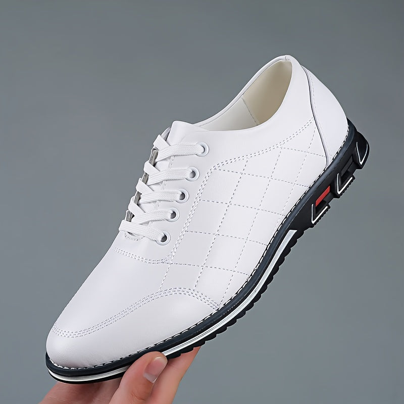 Men's Lace-Up Casual Shoes with Quilted Detailing and Sport Sole